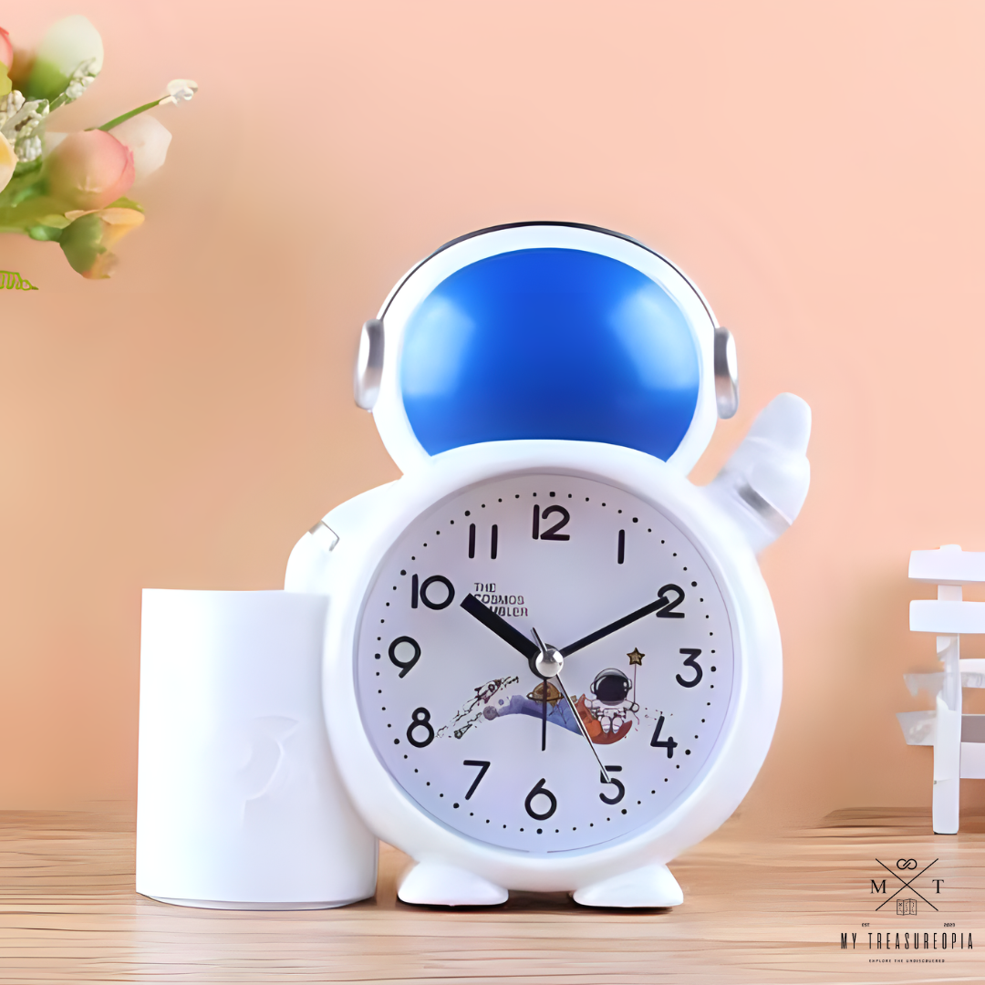 Astronaut In Space Alarm Clock With Pen Holder