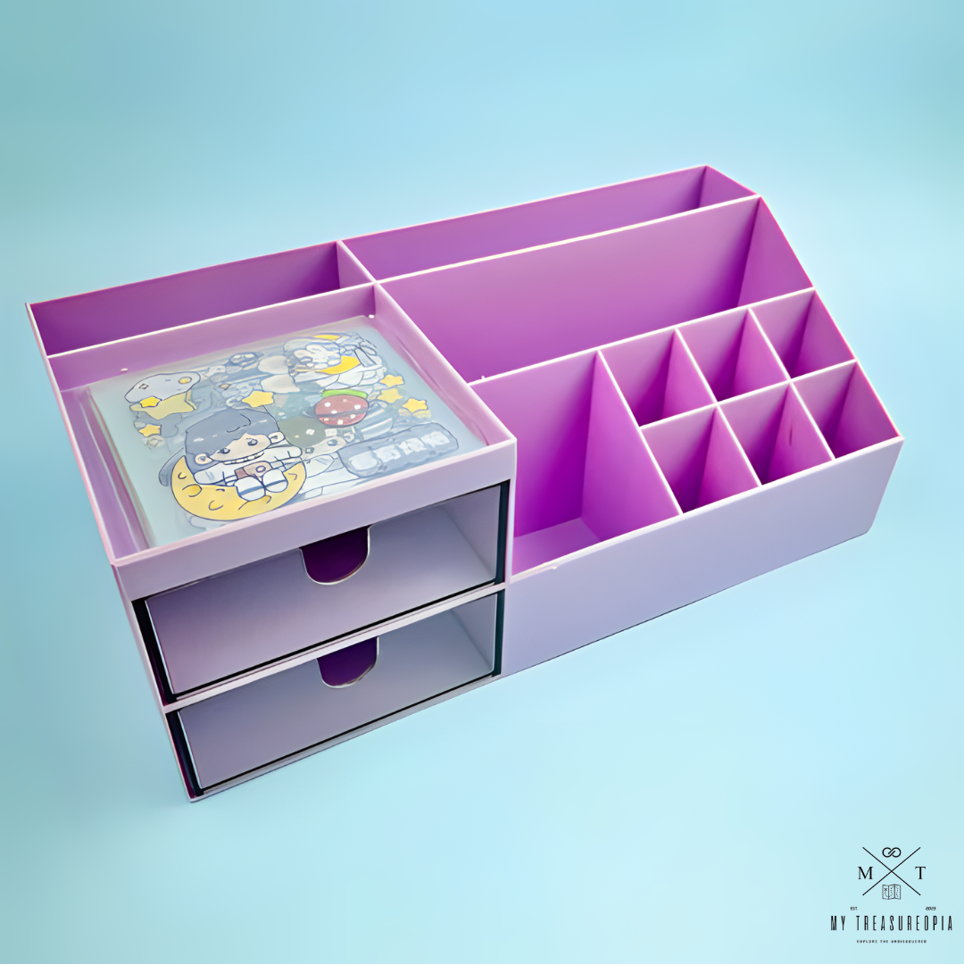 Desk Storage Organizer With Cute Stickers