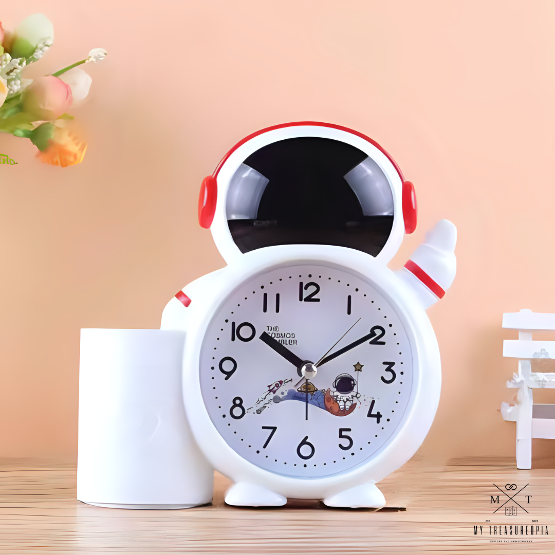 Astronaut In Space Alarm Clock With Pen Holder