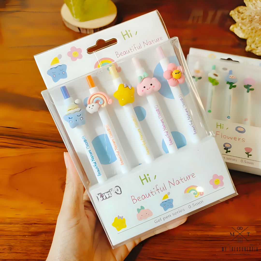 Hi Beautiful Nature Gel Pen Set ( Pack Of 5 Pcs )