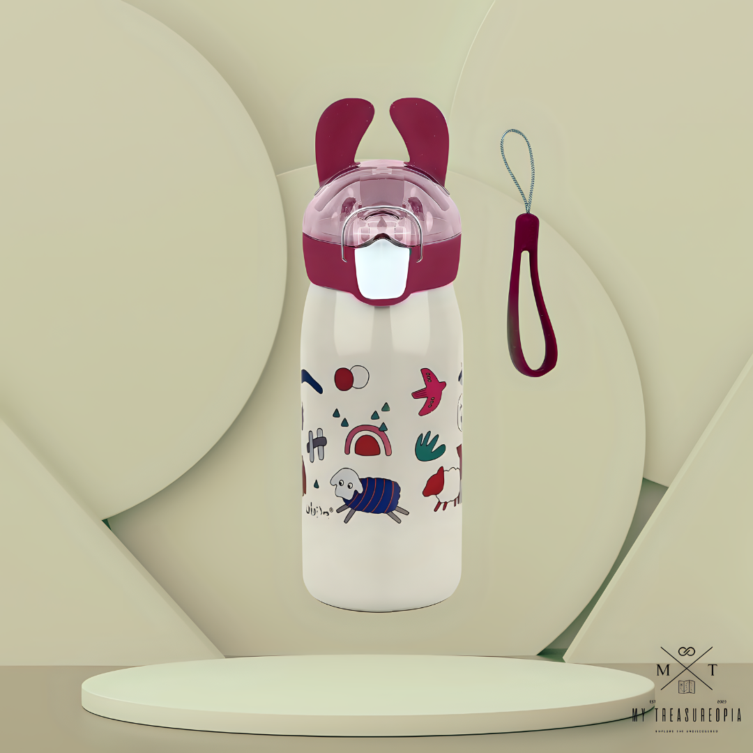 Doodle Bunny Stainless Steel Water Bottle - 530ML