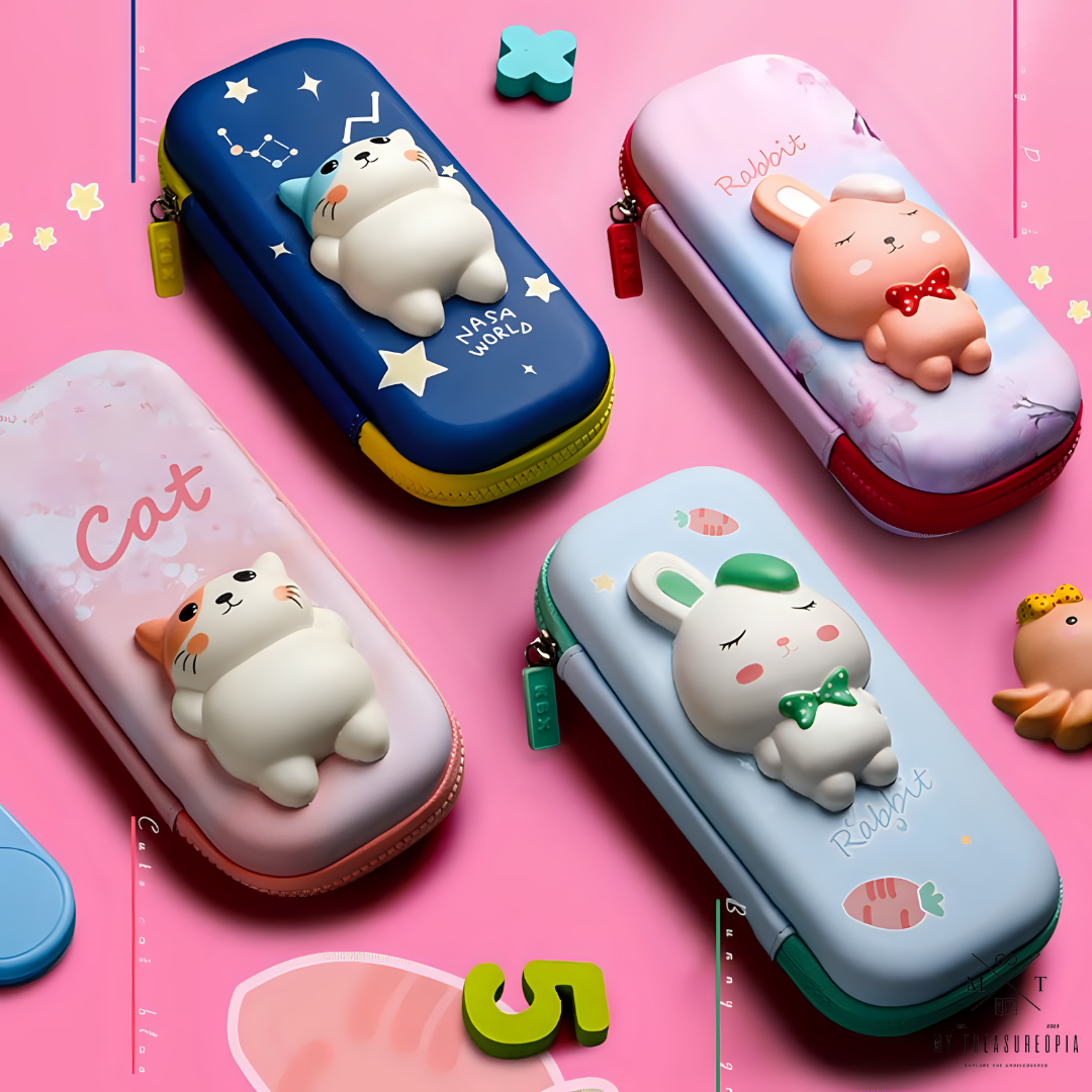 3D Cat & Rabbit Squishy Fam Pencil Case