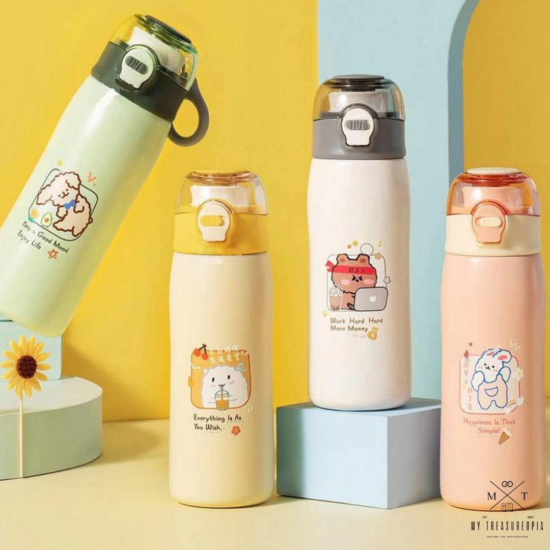 Lazy Animals Stainless Steel Water Bottle - 380ML