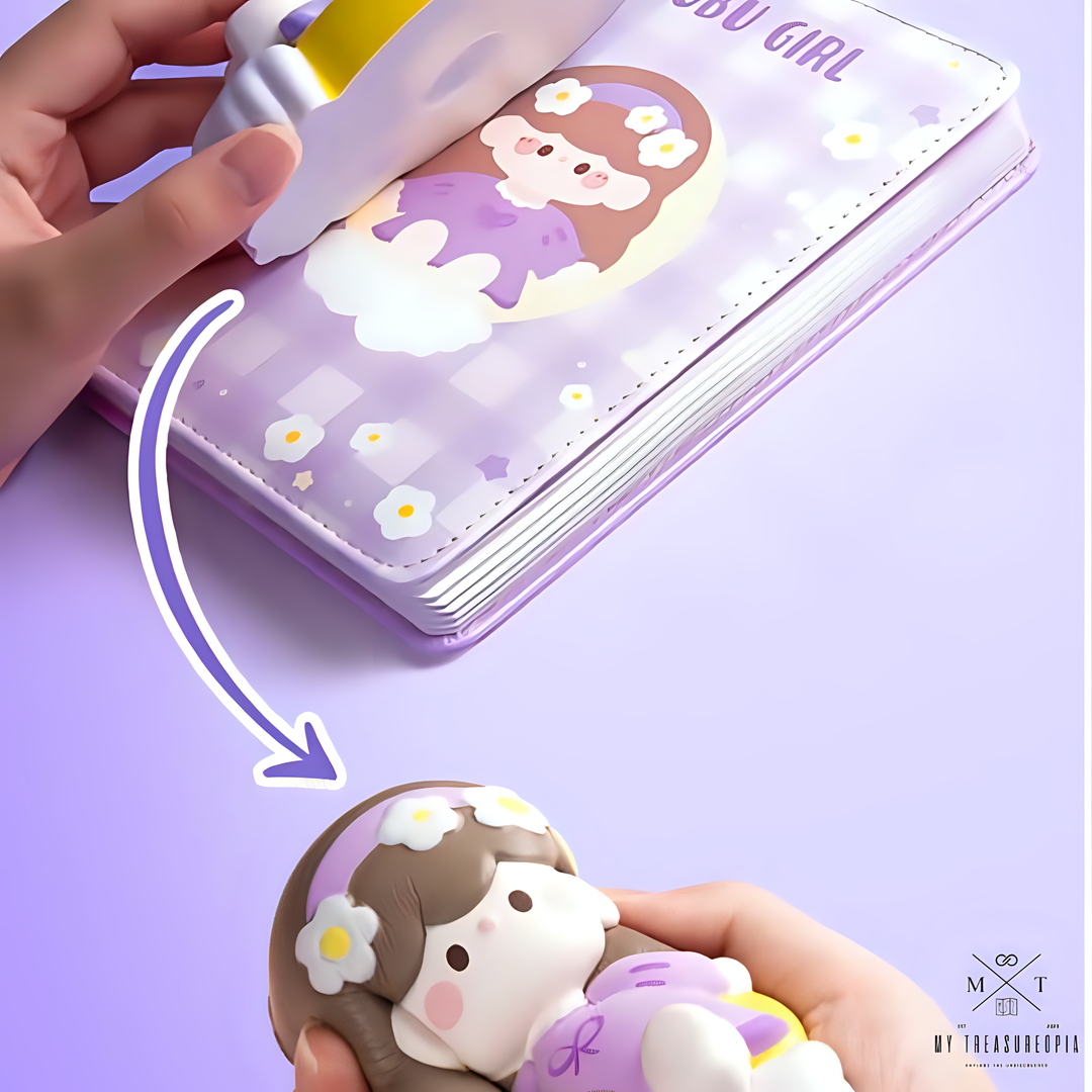 Bubu Girl Diary Set ( 1 Diary With Squishy Toy & 10 In 1 Color Pen )