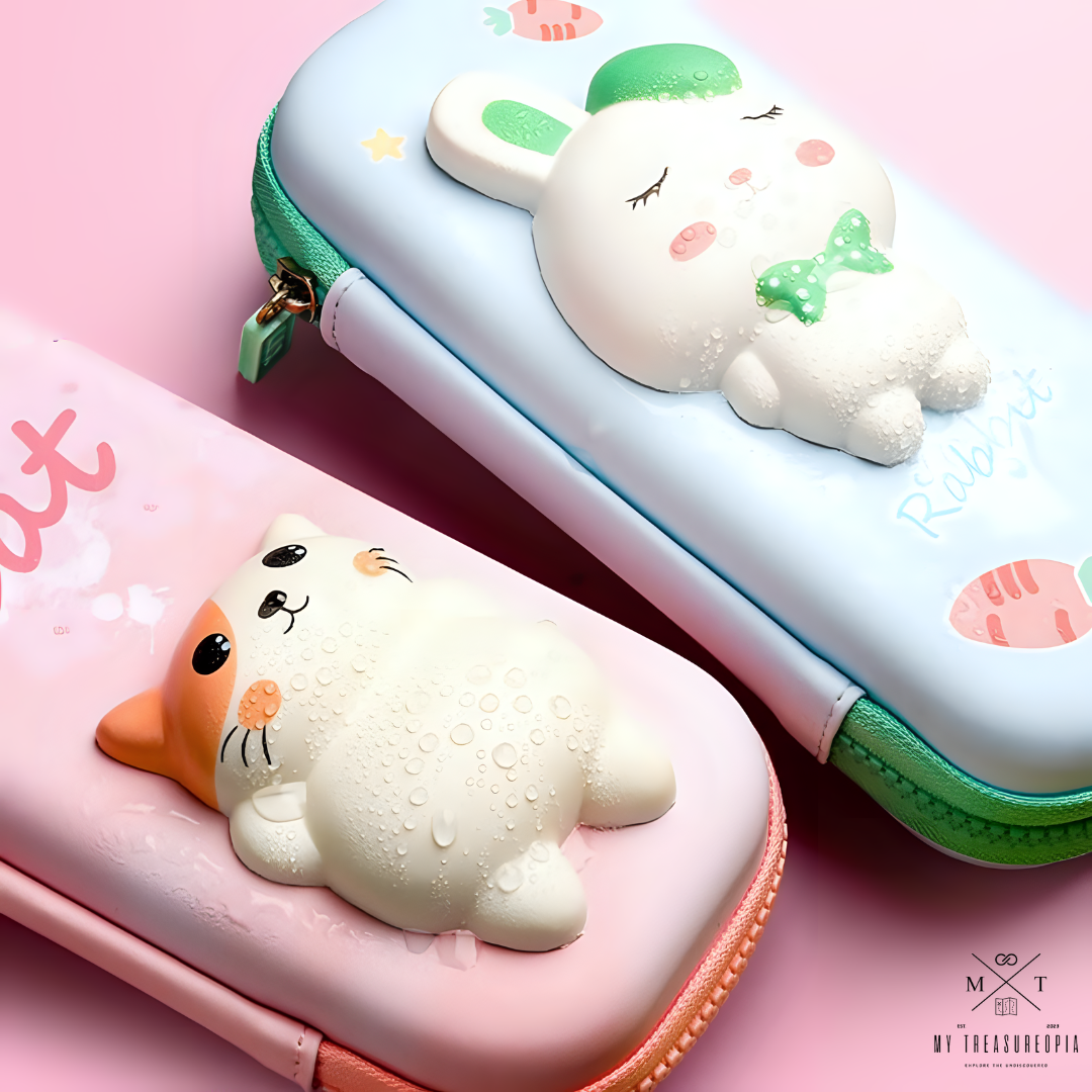 3D Cat & Rabbit Squishy Fam Pencil Case