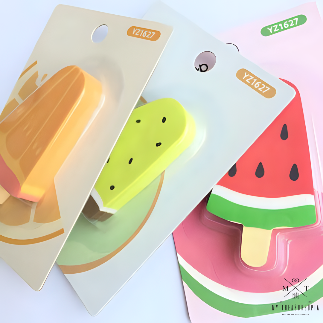 Ice Pop Eraser Set ( Pack Of 3 Different Ice Pops )