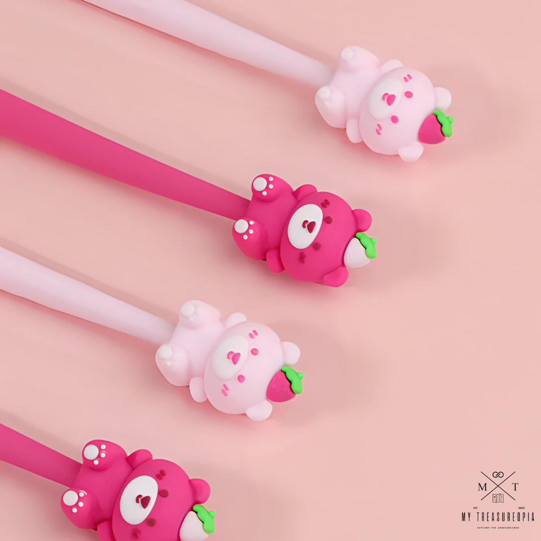 Strawberry Bear Gel Pen ( Pack Of 3 Pcs )