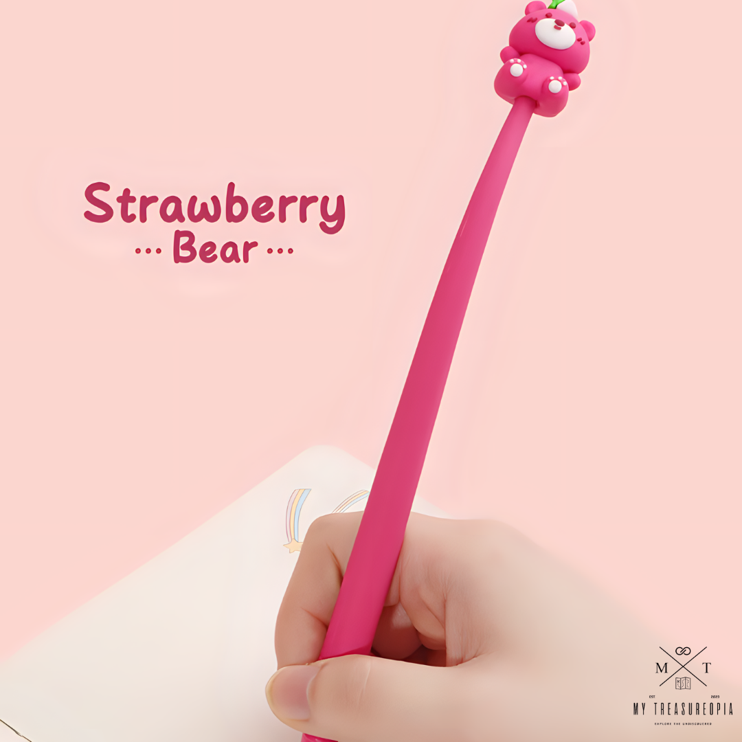 Strawberry Bear Gel Pen ( Pack Of 3 Pcs )