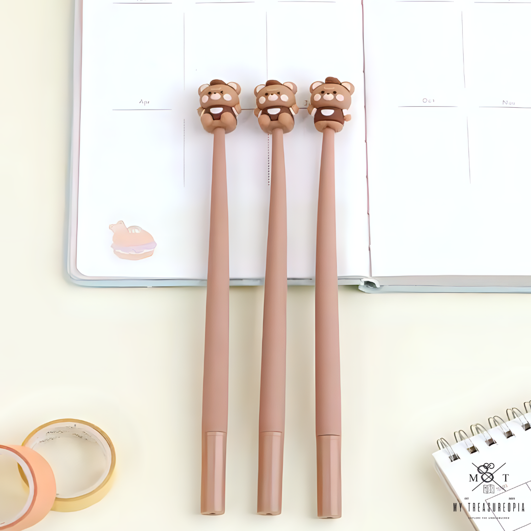 Coffee Bear Gel Pen ( Pack Of 3 Pcs )