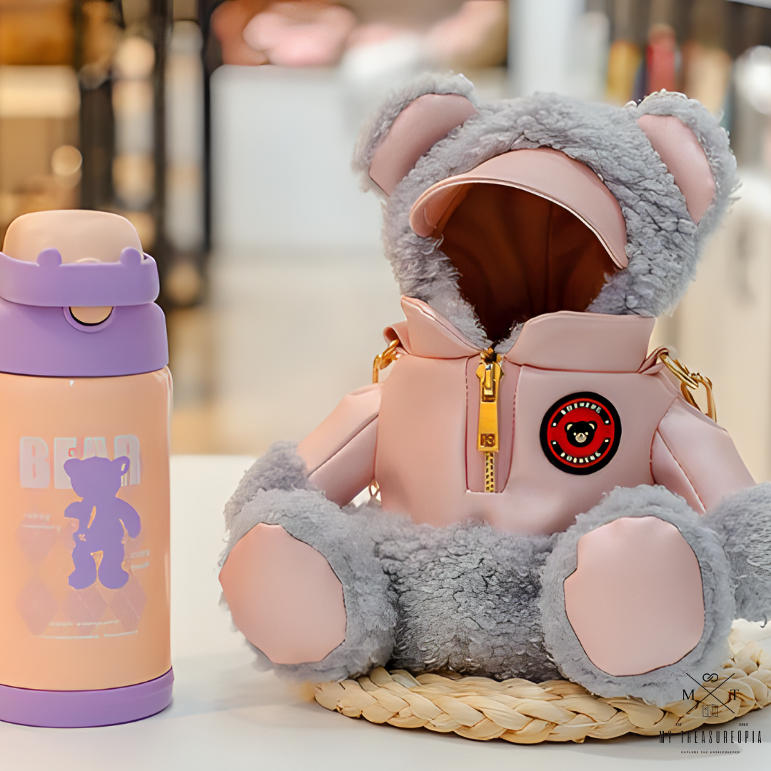 Stainless Steel Bottle With Warm Bear Cover - 500ML