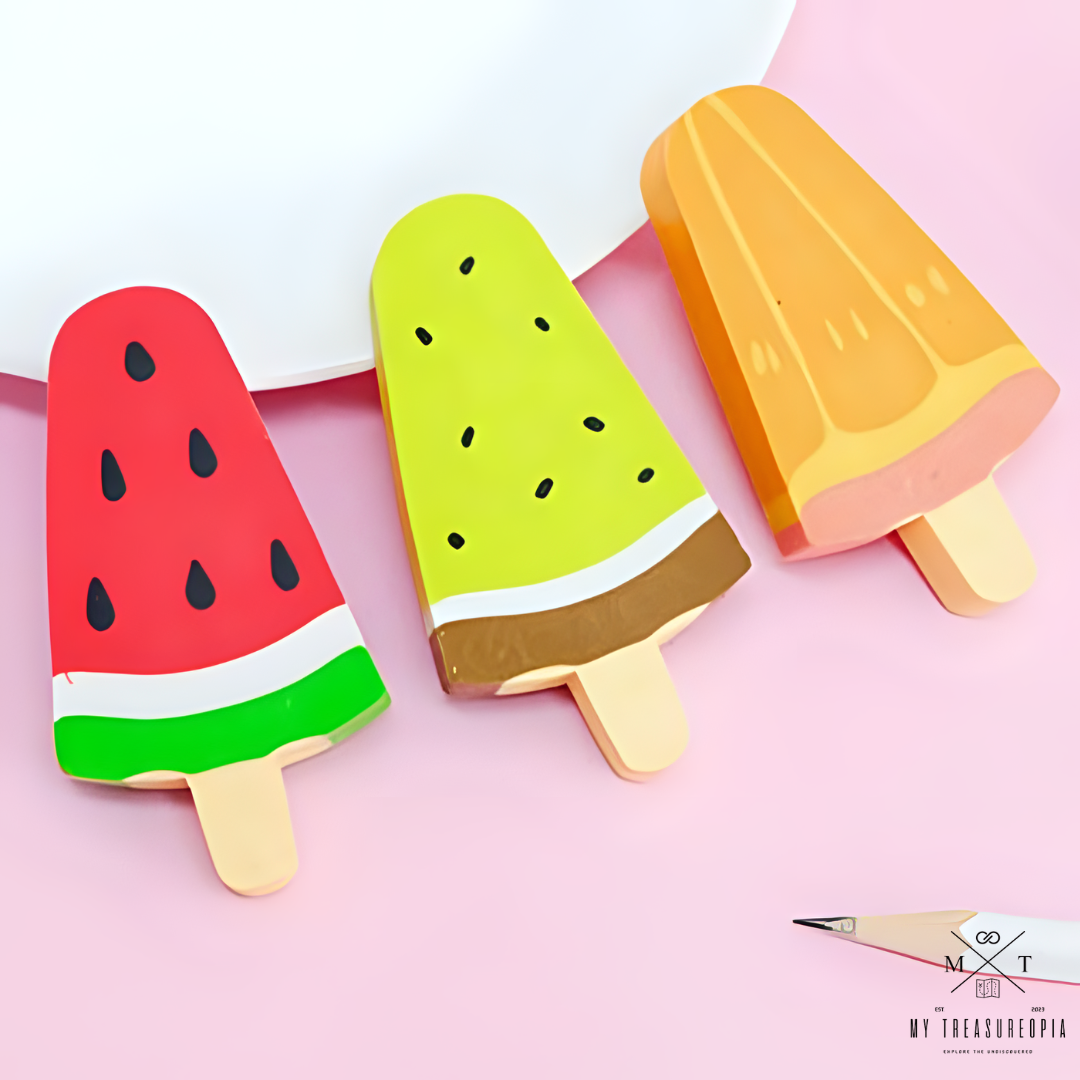 Ice Pop Eraser Set ( Pack Of 3 Different Ice Pops )