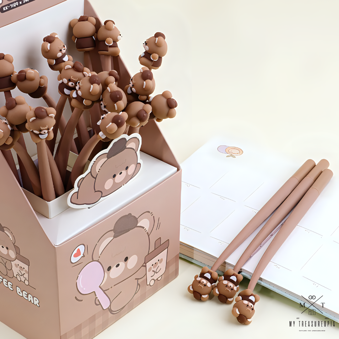 Coffee Bear Gel Pen ( Pack Of 3 Pcs )