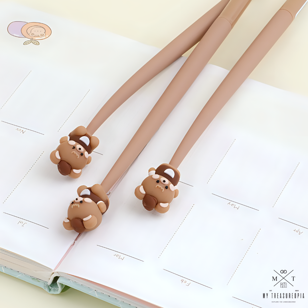 Coffee Bear Gel Pen ( Pack Of 3 Pcs )