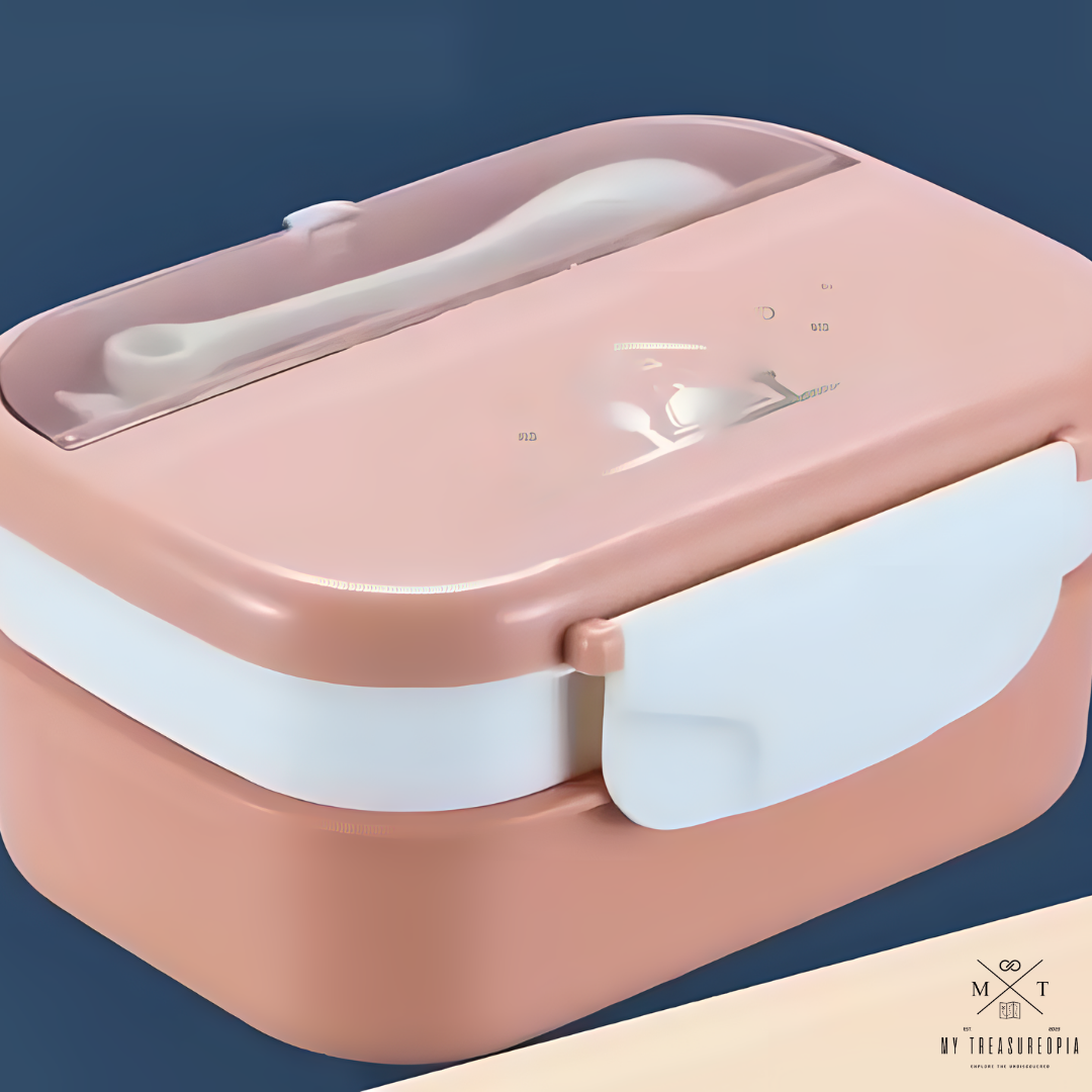 Nice Curry Double Layer Lunch Box With Spoon & Fork - 1230ML