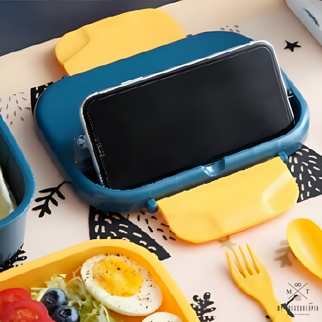 Nice Rice Dual Compartment Lunch Box With Spoon & Fork - 1080ML