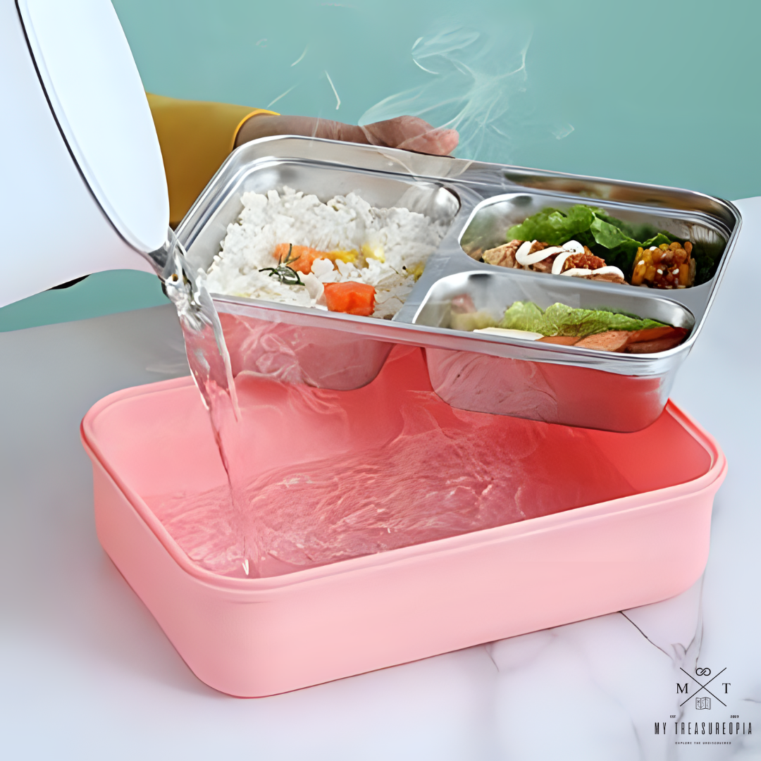 Yummy Spicy Triple Compartment Lunch Box - 1000ML