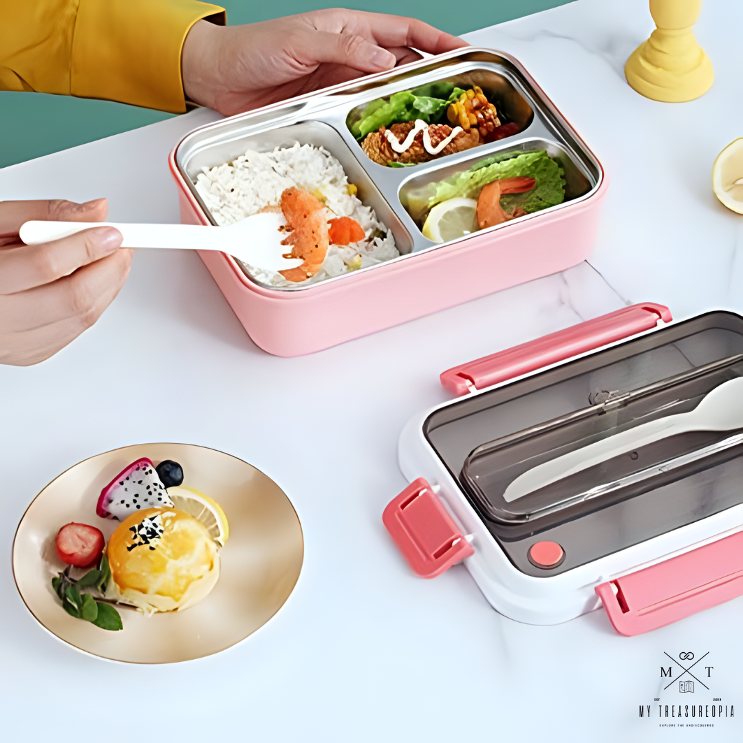 Yummy Spicy Triple Compartment Lunch Box - 1000ML