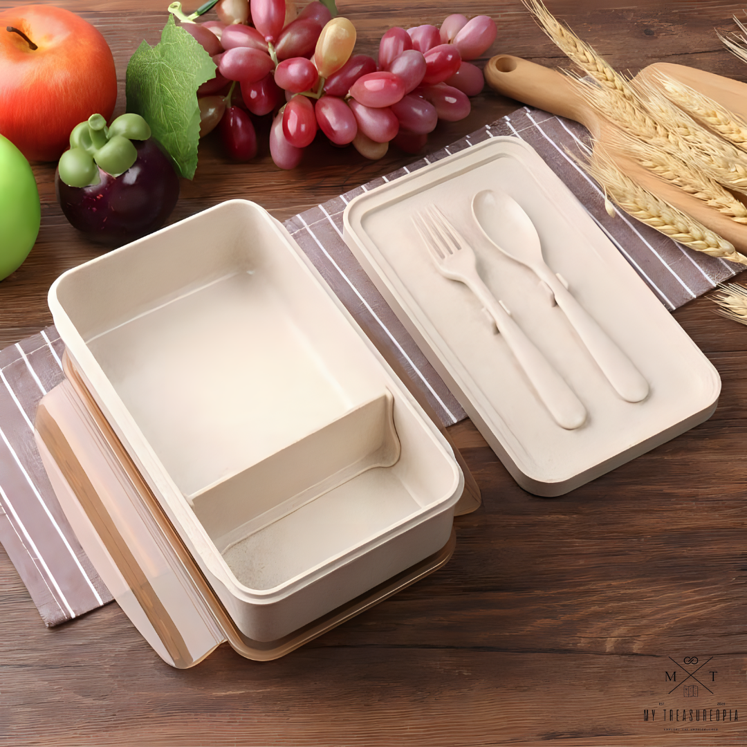 Shanghai Bistro Dual Compartment Lunch Box With Spoon, Fork & Chopsticks - 1100ML