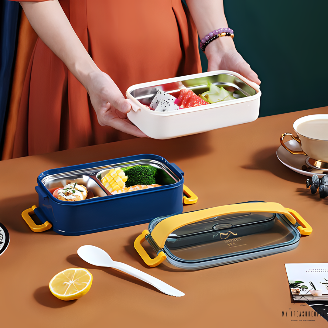 Double Decker Stainless Steel Lunchbox With Handle