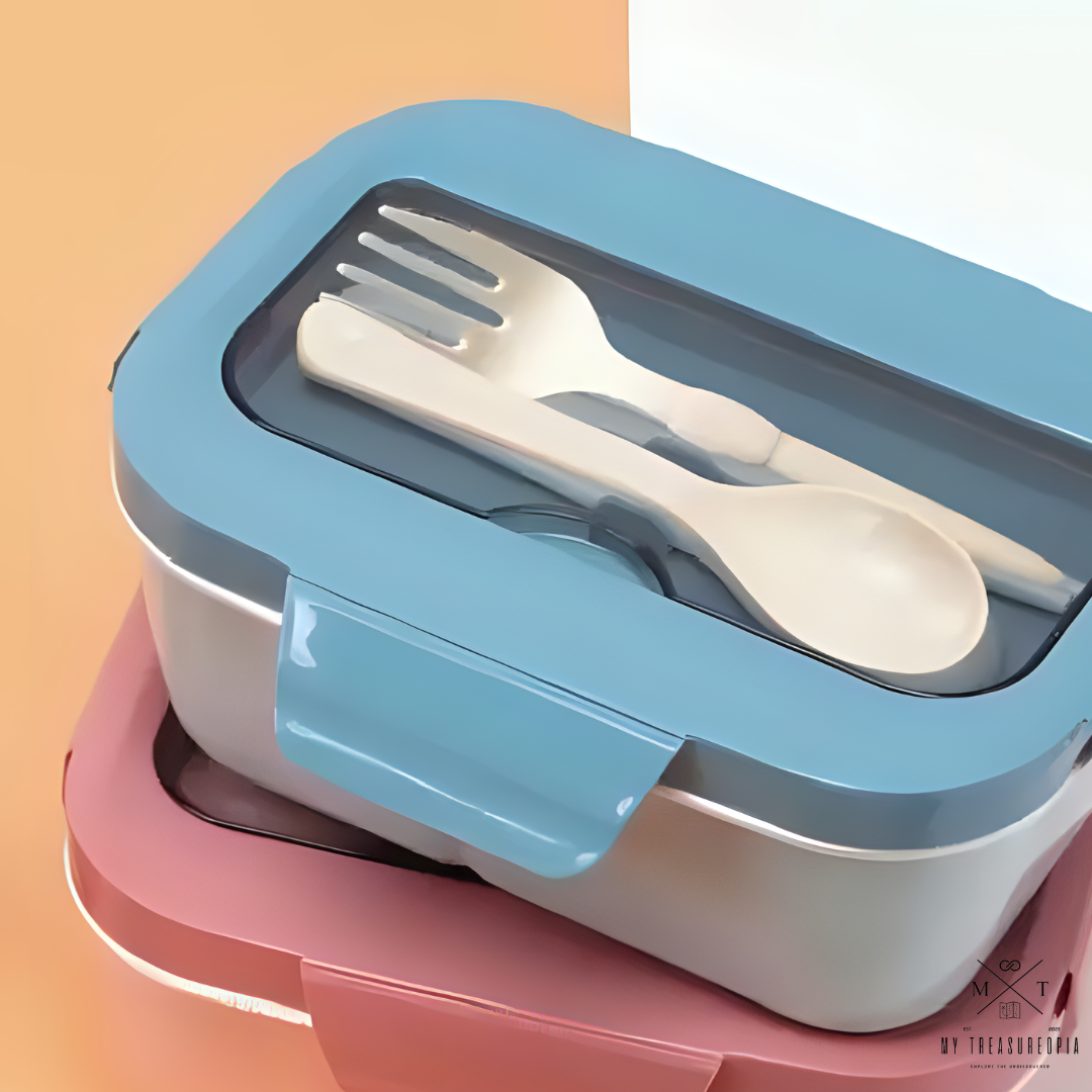 Sweet & Sassy Dual Compartment Lunch Box With Spoon & Fork - 1230ML