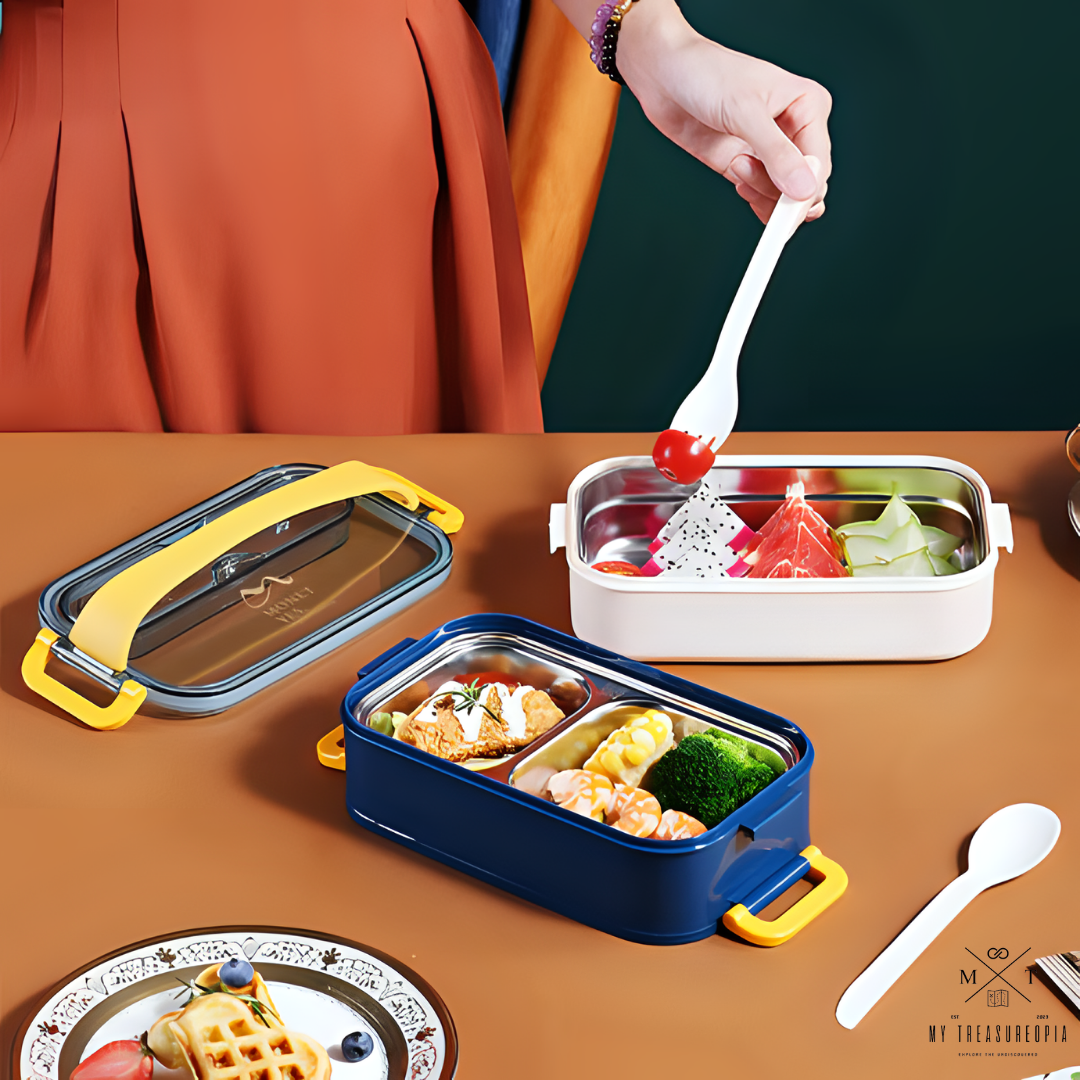 Double Decker Stainless Steel Lunchbox With Handle