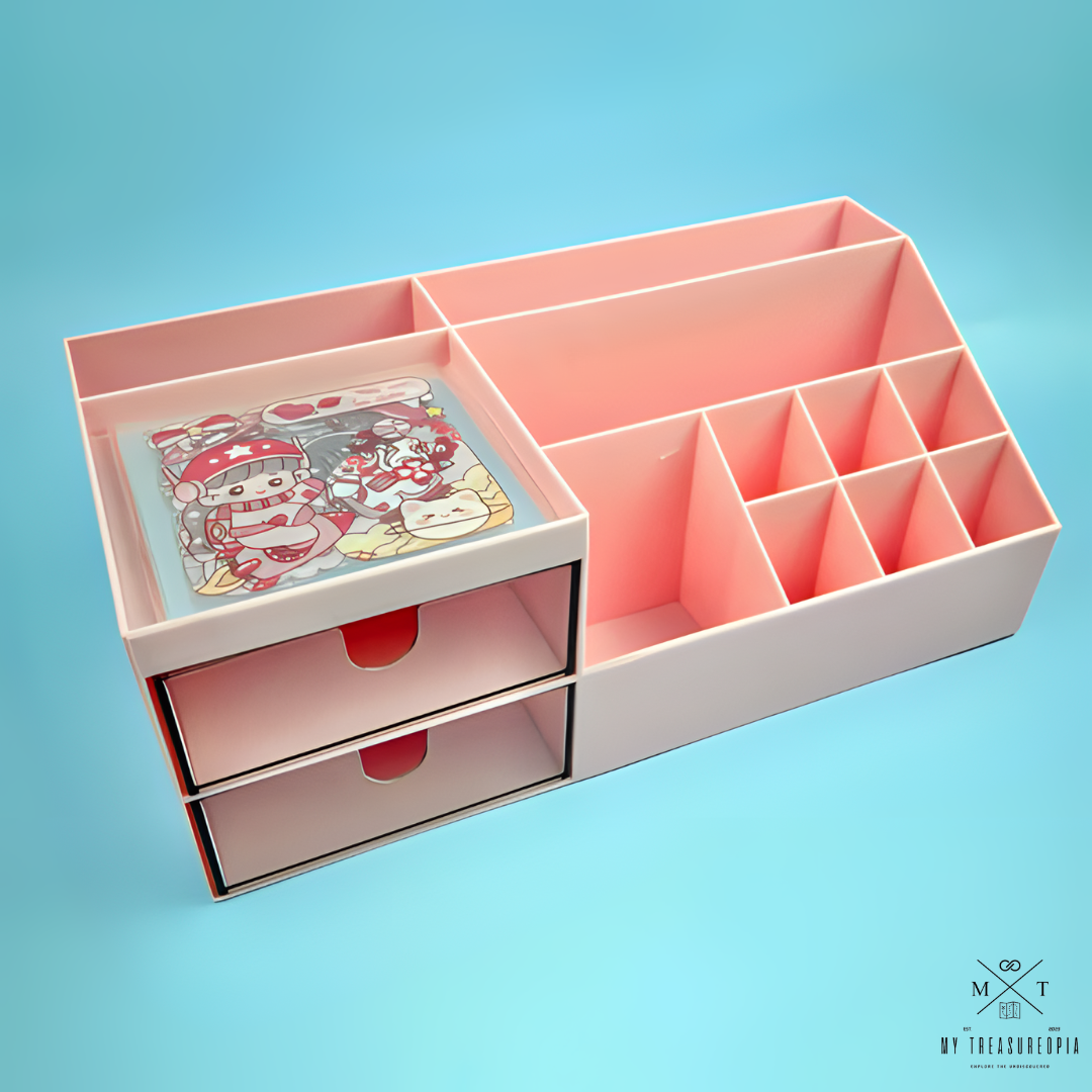 Desk Storage Organizer With Cute Stickers