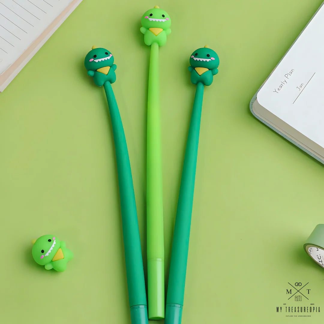 Dino Diary Set ( Squishy Diary & 1 Baby Dino Gel Pen [ Pack Of 3 Pcs ] )