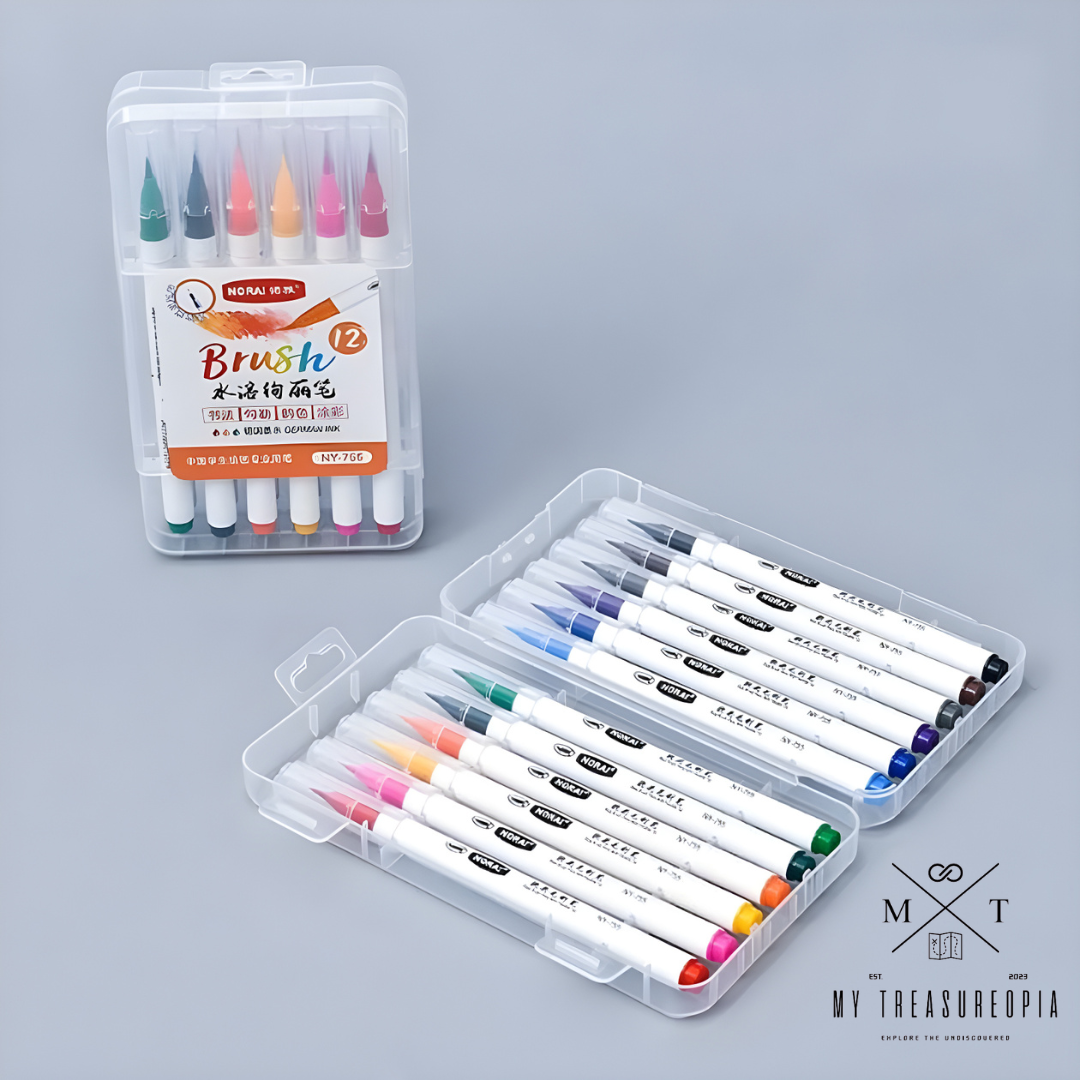 Flexible Water Color Brush Pens ( Pack of 12 Pcs )