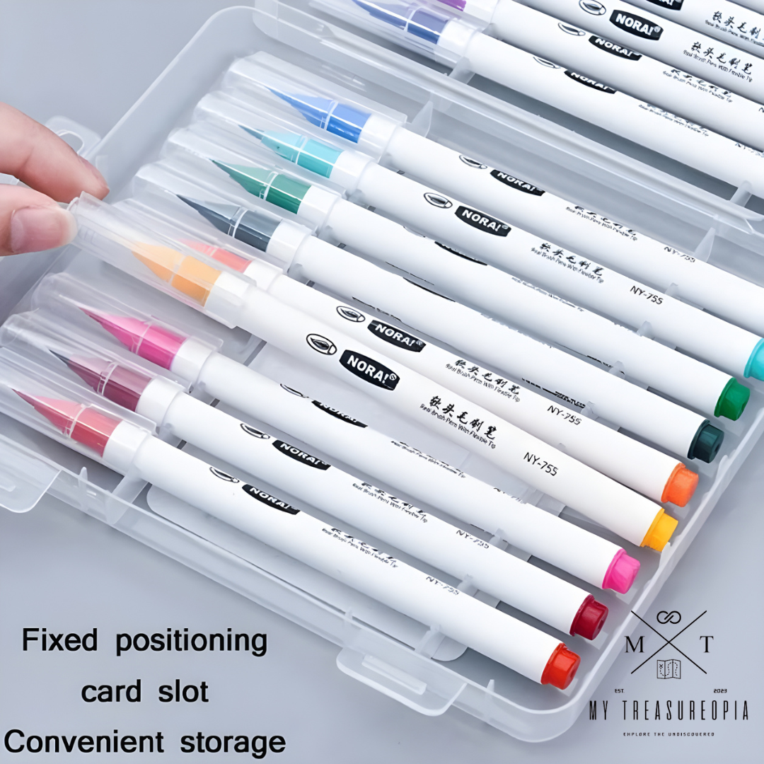 Flexible Water Color Brush Pens ( Pack of 12 Pcs )