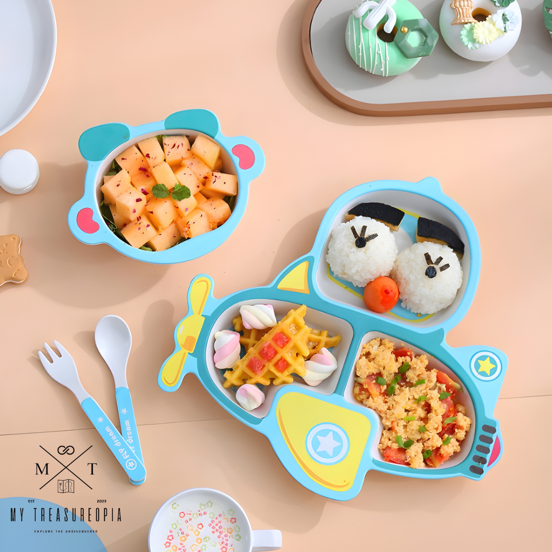 Airplane Dinner Set ( Set of 5 Pcs , Bamboo Fiber )