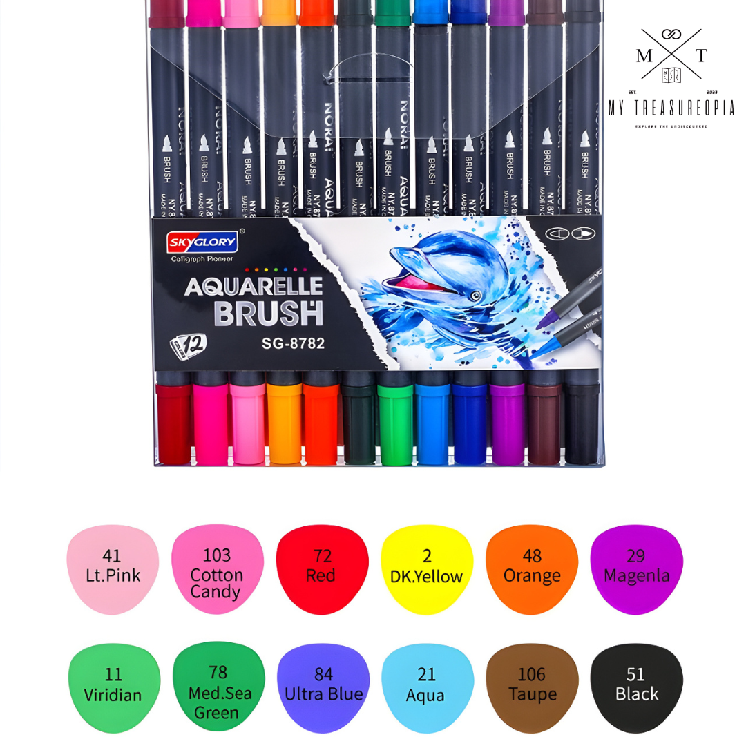 2 In 1 Fine Tip Color Pen ( Pack of 12 Pcs )