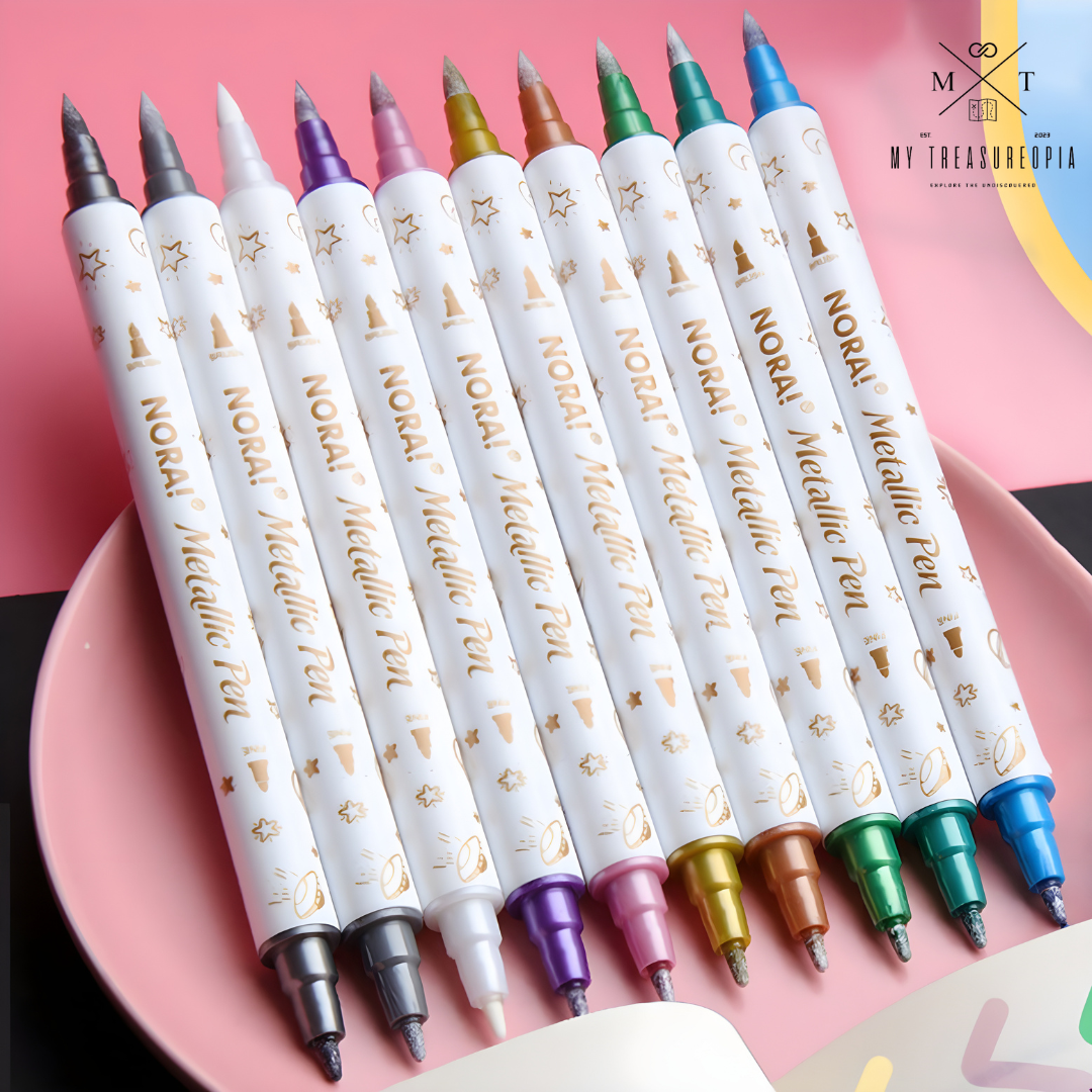 Double Head Metallic Marker Pen ( Pack of 10 Pcs )