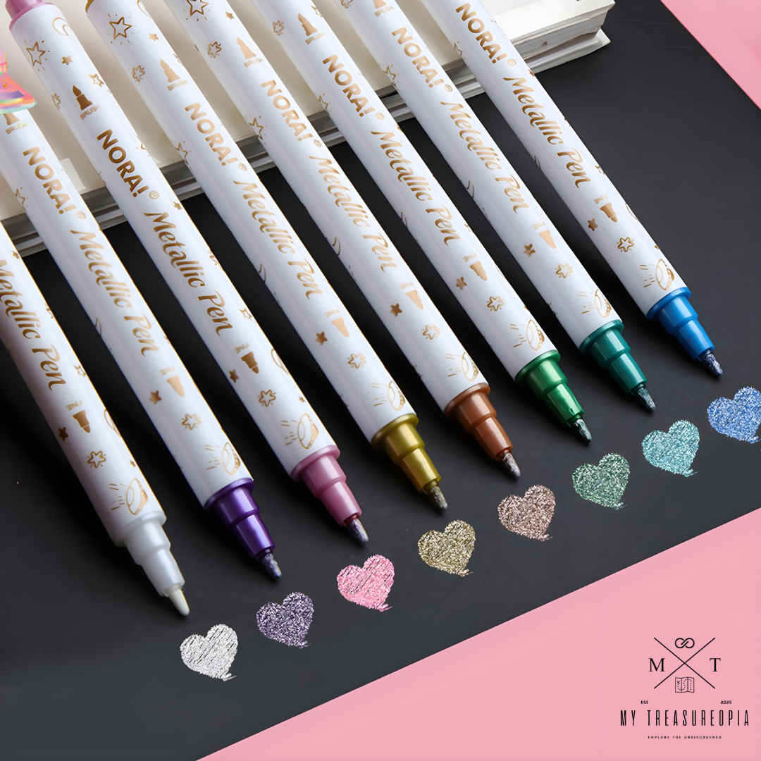 Double Head Metallic Marker Pen ( Pack of 10 Pcs )