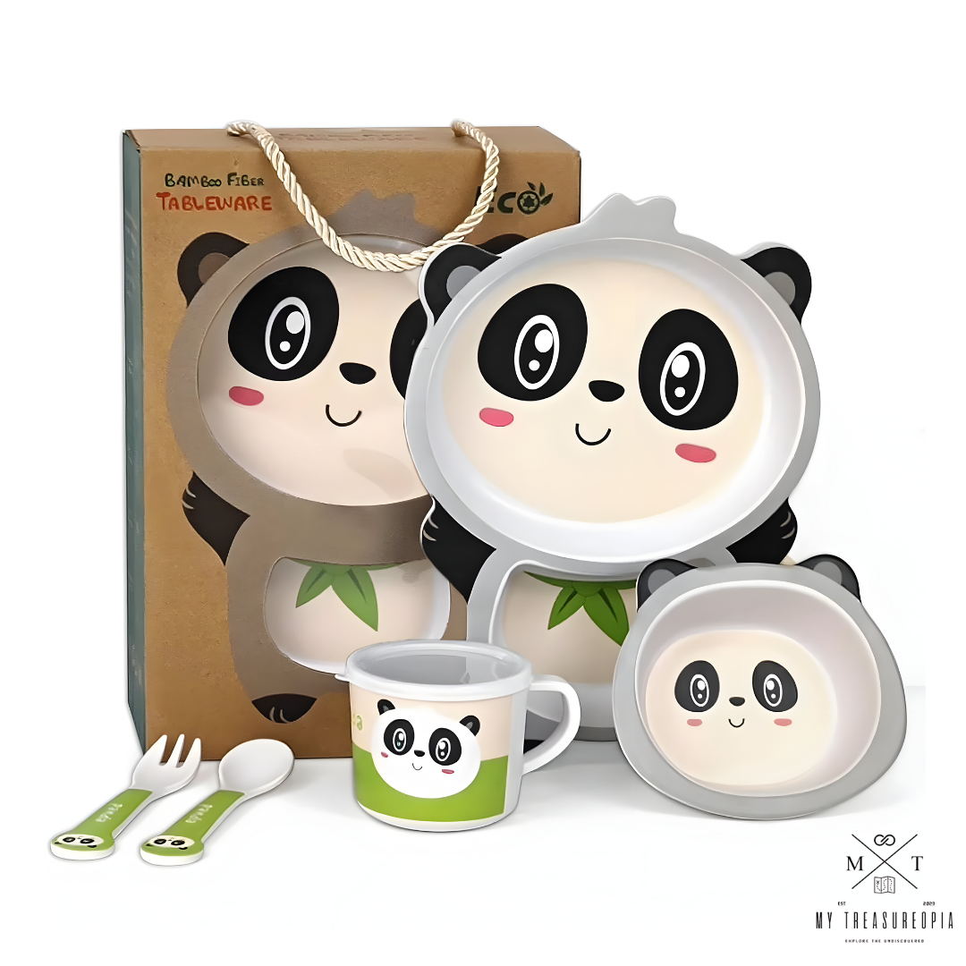 Panda Dinner Set ( Set of 5 Pcs , Bamboo Fiber )