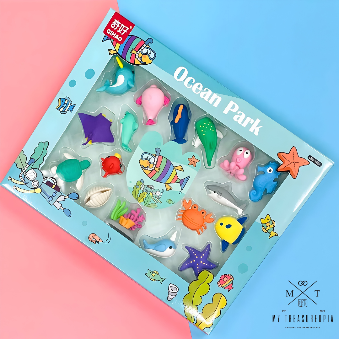 Ocean Park Eraser Set ( Pack Of 17 Erasers )