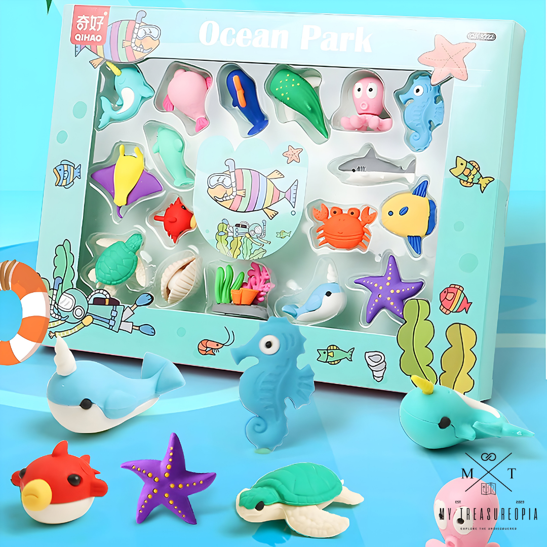 Ocean Park Eraser Set ( Pack Of 17 Erasers )