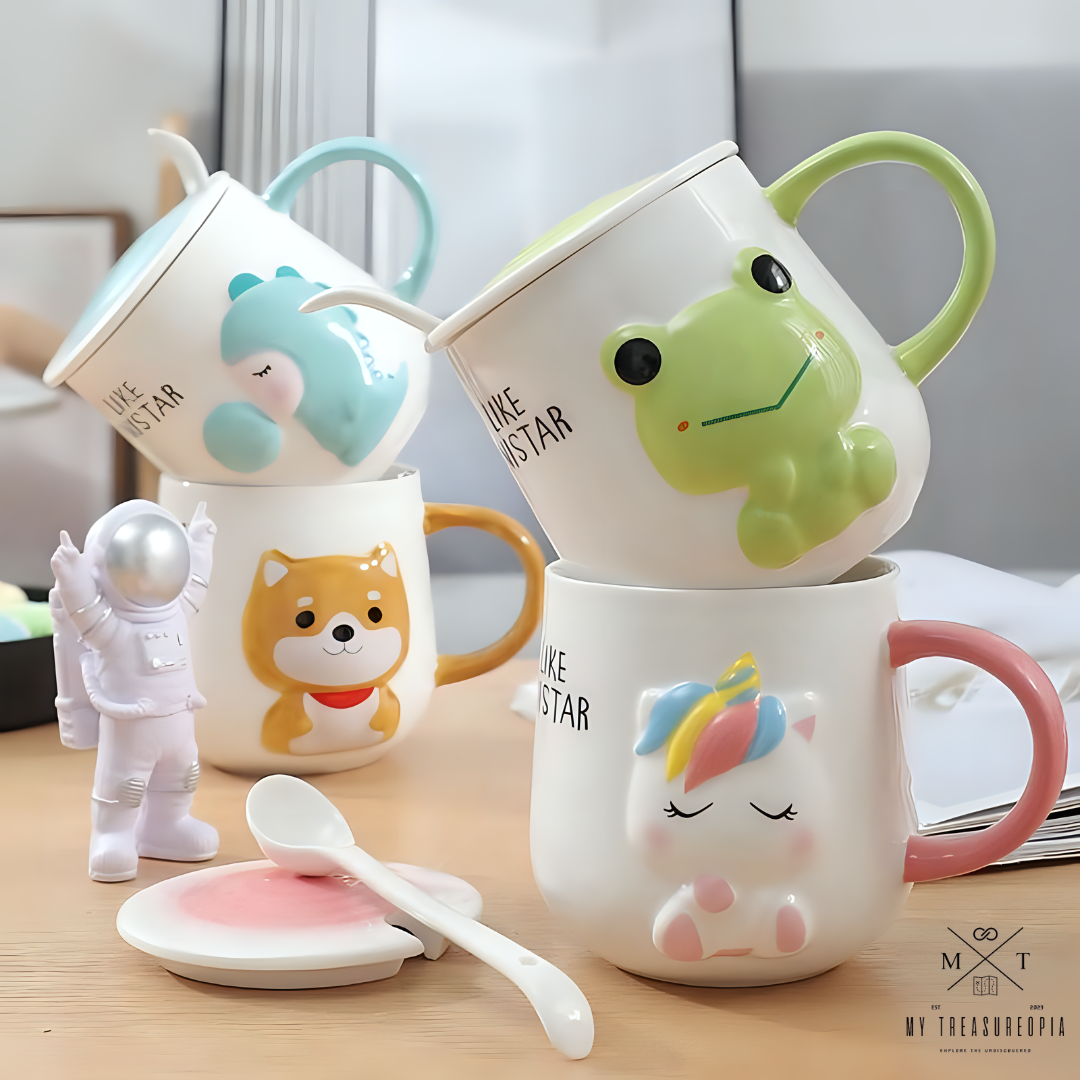 Baby Animals Ceramic Mug With Lid (1 Piece)