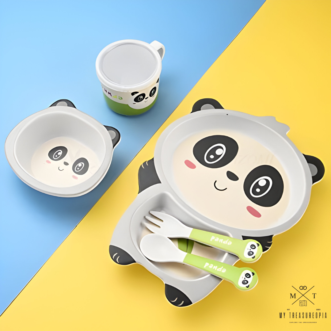 Panda Dinner Set ( Set of 5 Pcs , Bamboo Fiber )