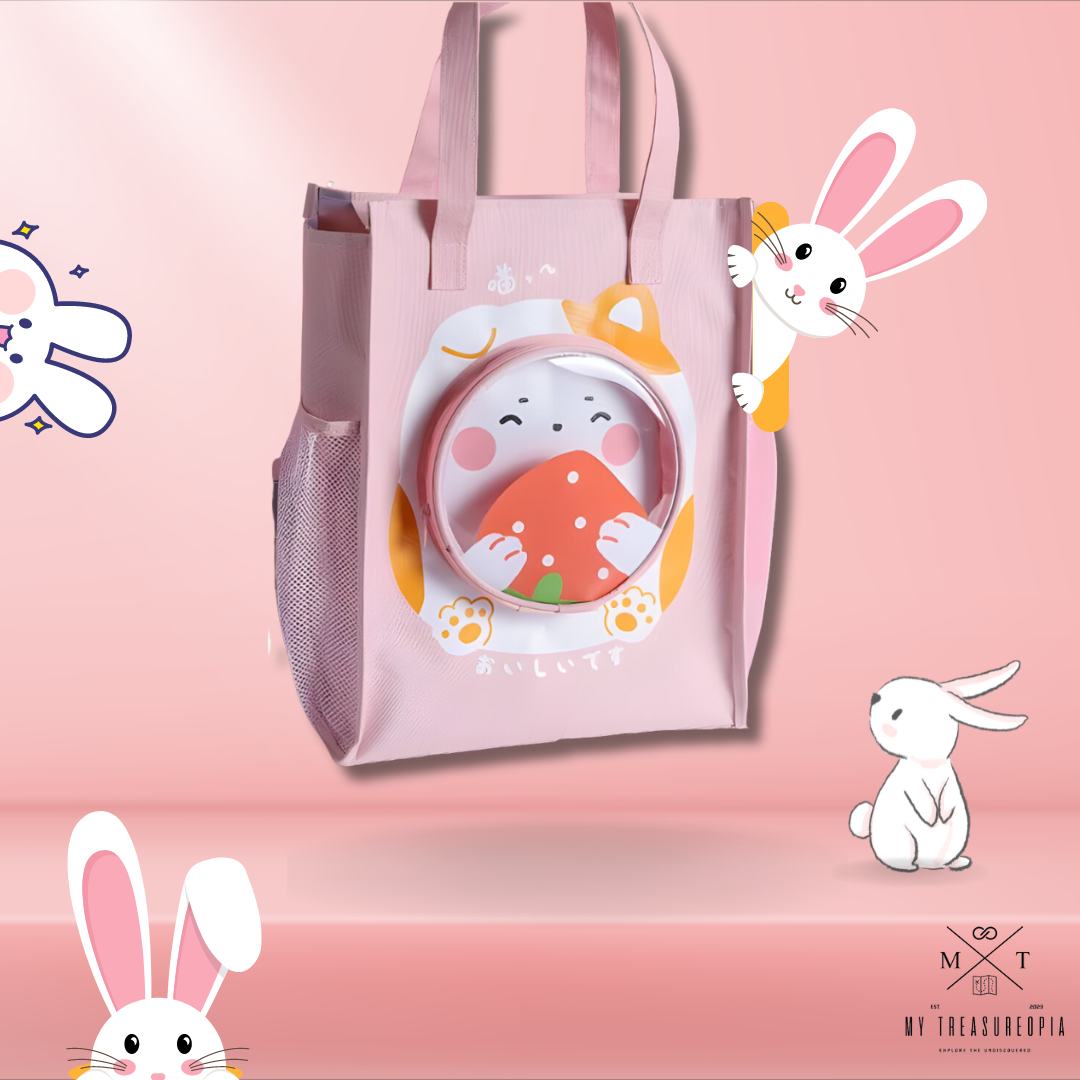 Baby Bunny Pink Canvas Carrying Hand Bag