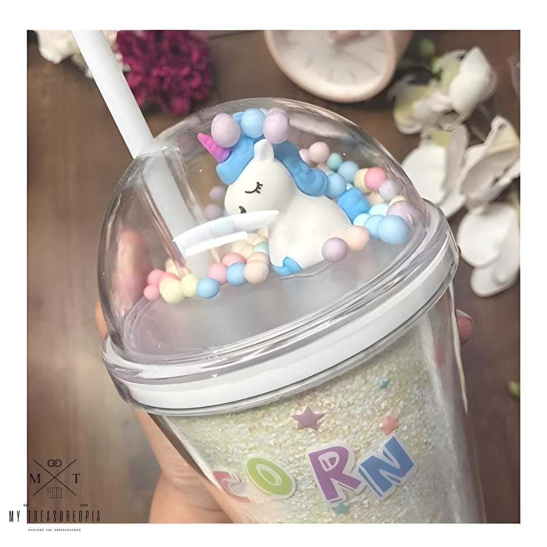 Unicorn Glitter Sipper Bottle - 550 ML