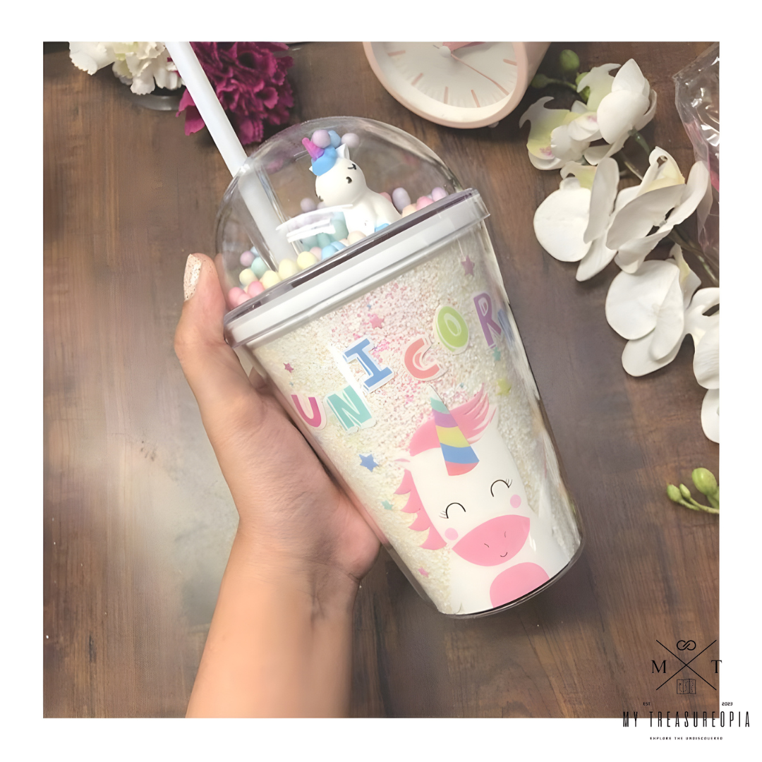 Unicorn Glitter Sipper Bottle - 550 ML