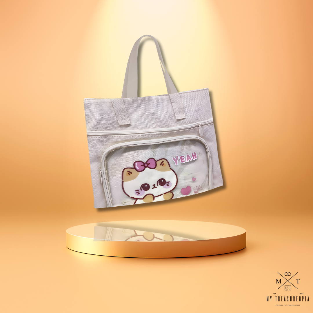 Kitty Canvas Carrying Hand Bag