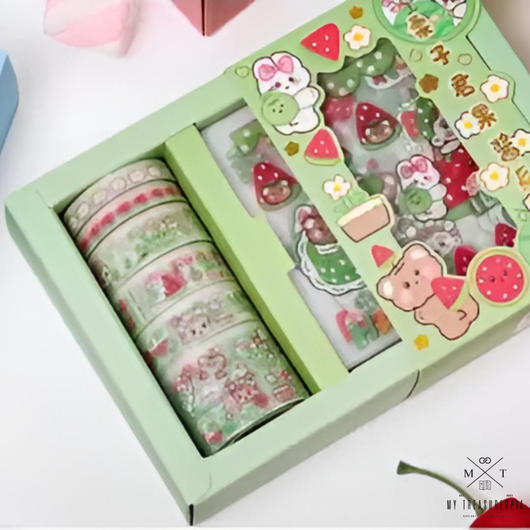 Washi Tape Set ( Set Contains 6 Pcs Washi Tape Roles & 6 Sticker Sheets )