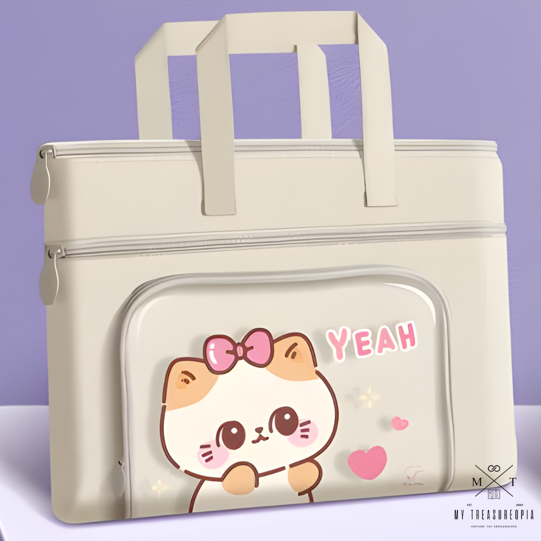 Kitty Canvas Carrying Hand Bag