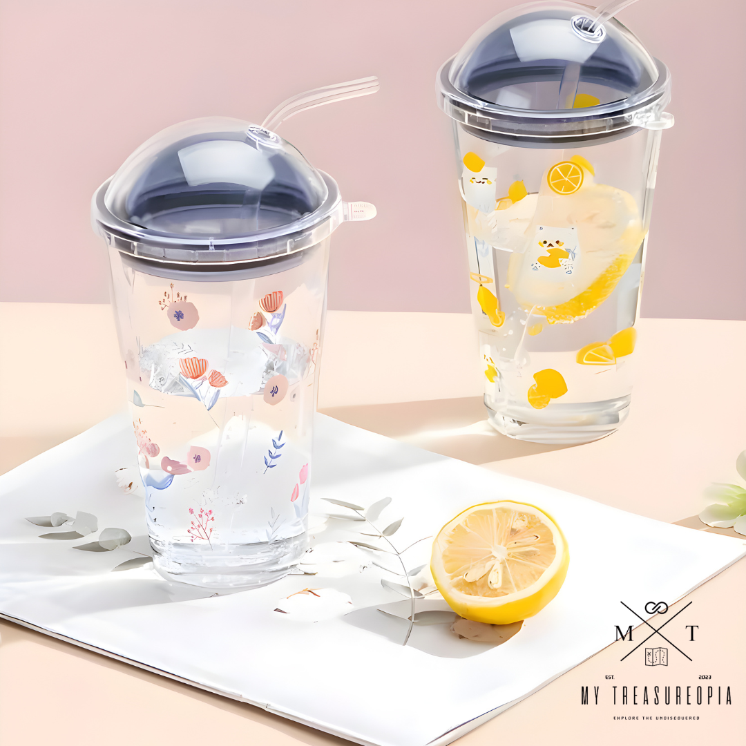 Cute Cat Straw Cup - 470ML