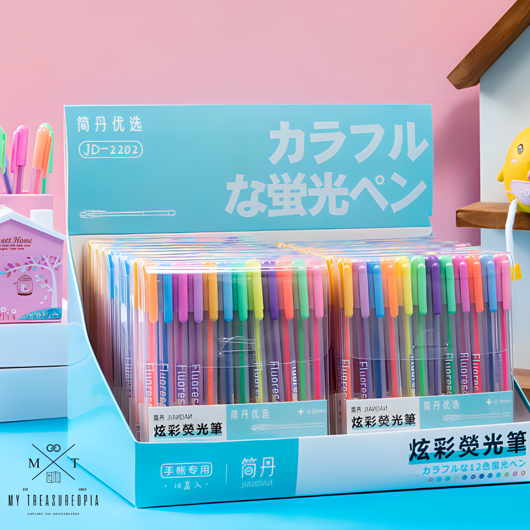 Colorful Gel Pen Set ( Pack Of 12 Pcs )