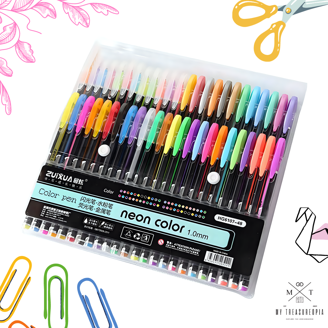 Neon Colored Gel Pens ( Pack Of 48 Pcs )