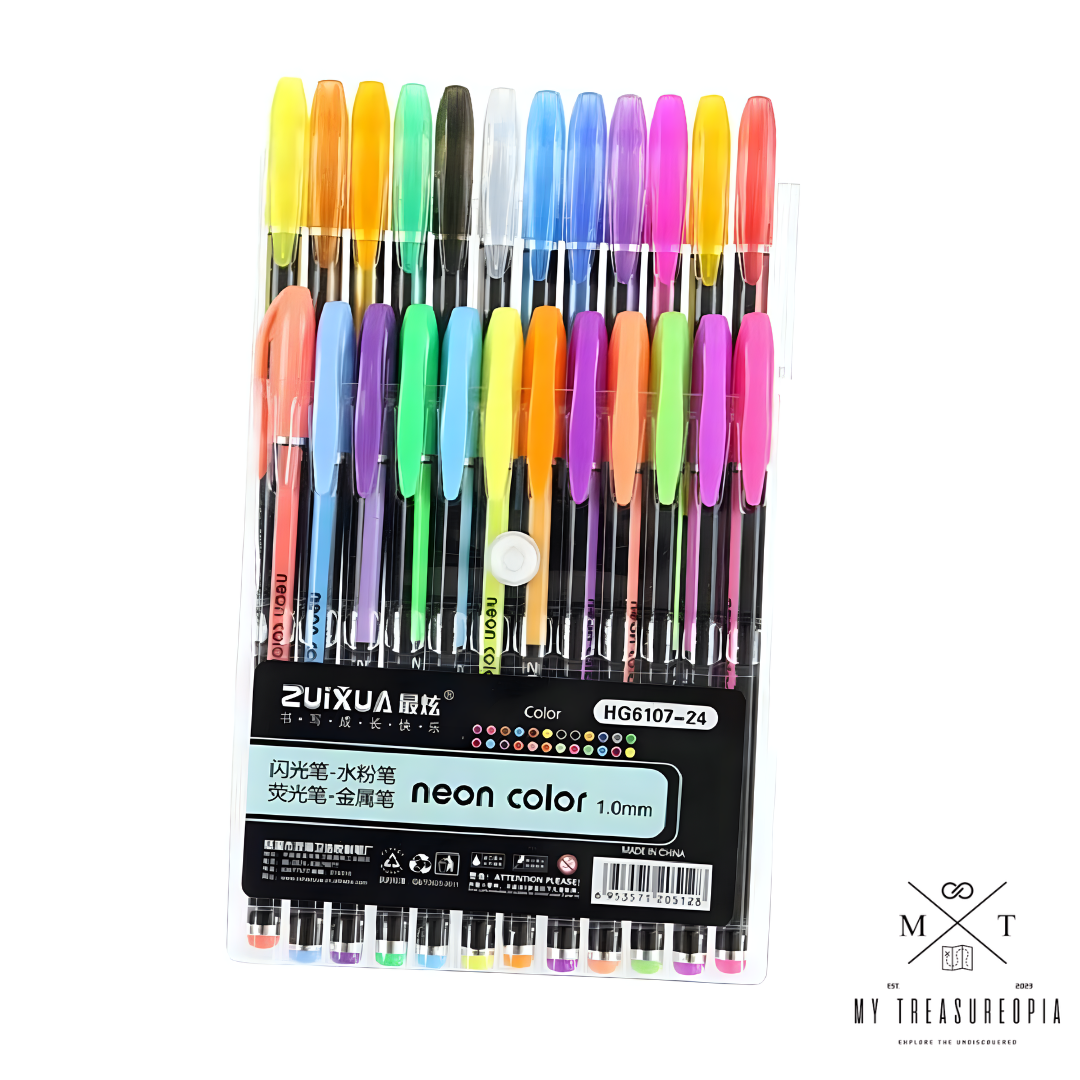 Neon Colored Gel Pen ( Pack Of 24 Pcs )