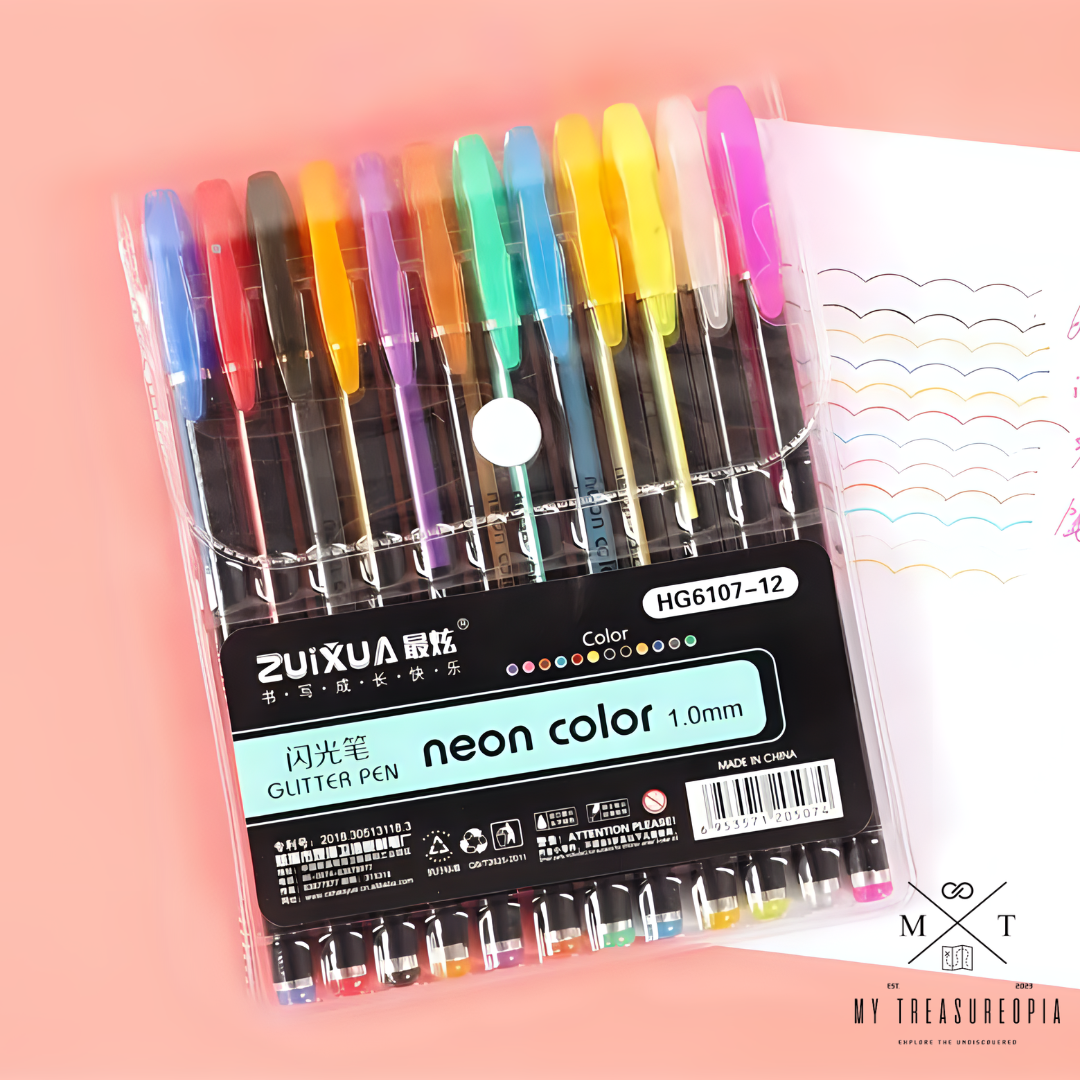 Neon Colored Gel Pen ( Pack Of 12 Pcs )