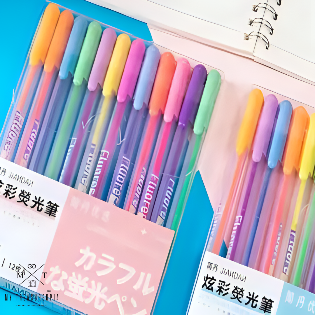 Colorful Gel Pen Set ( Pack Of 12 Pcs )